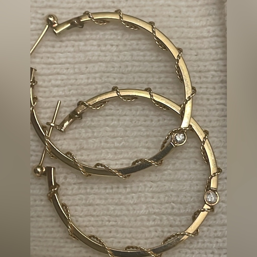 14k Gold Diamond Hoop Earrings